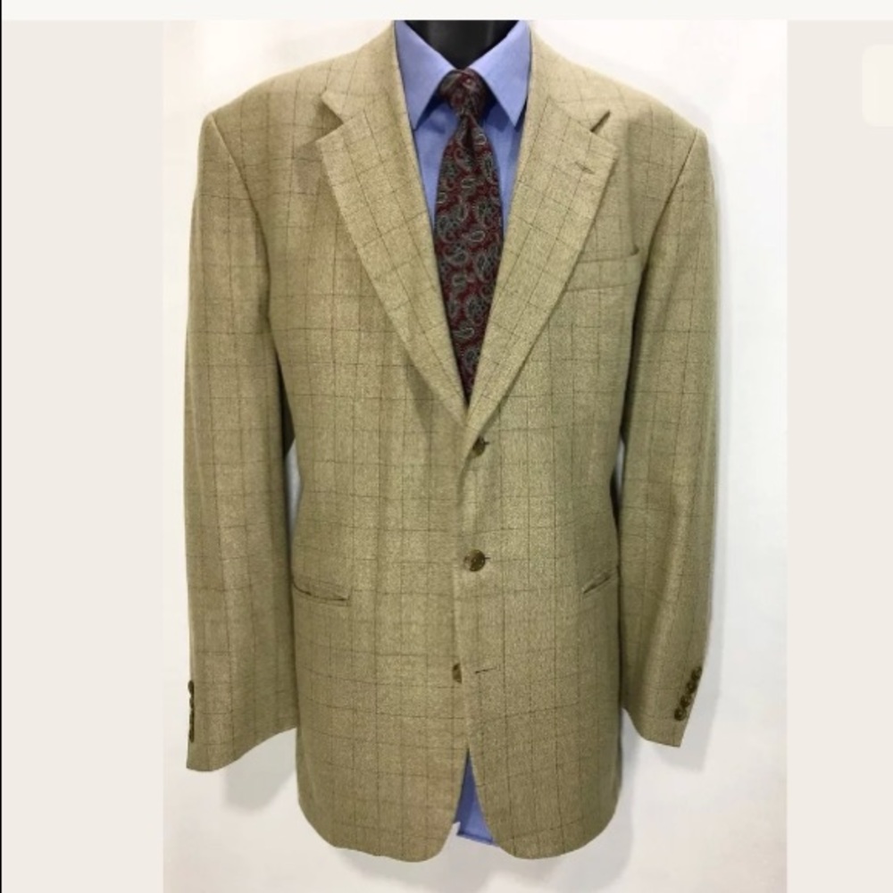 STAFFORD Mens Check Blazer Size 42L | Silk Wool